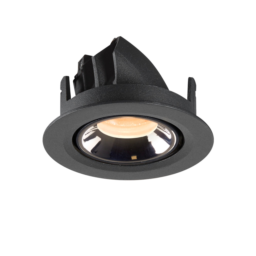 NUMINOS® GIMBLE XS, luminária para encastrar no teto, preta/cromada 2700 K 55°