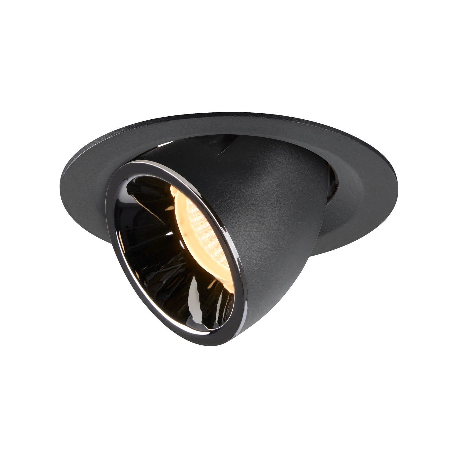NUMINOS® GIMBLE M, luminária para encastrar no teto, preta/cromada 3000 K 20°