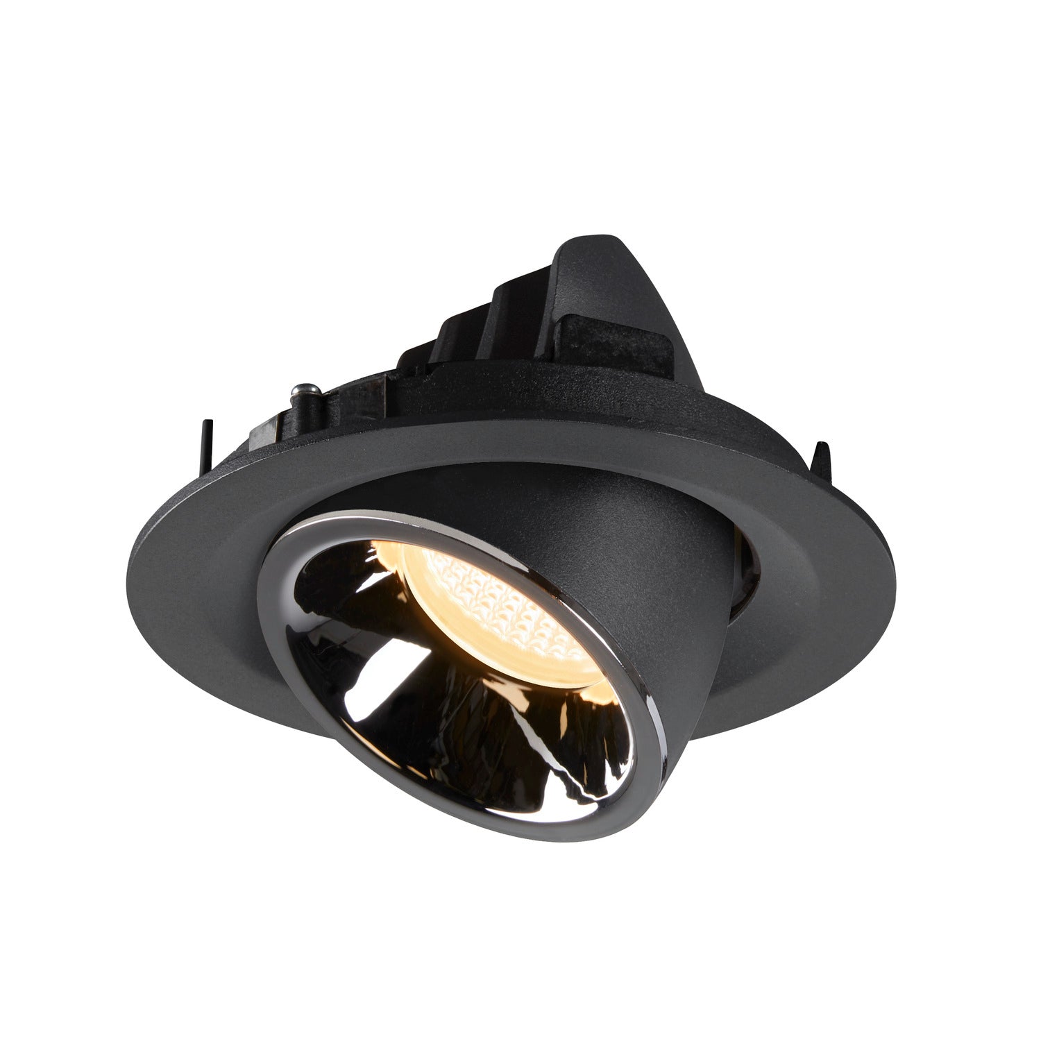 NUMINOS® GIMBLE M, luminária para encastrar no teto, preta/cromada 3000 K 20°