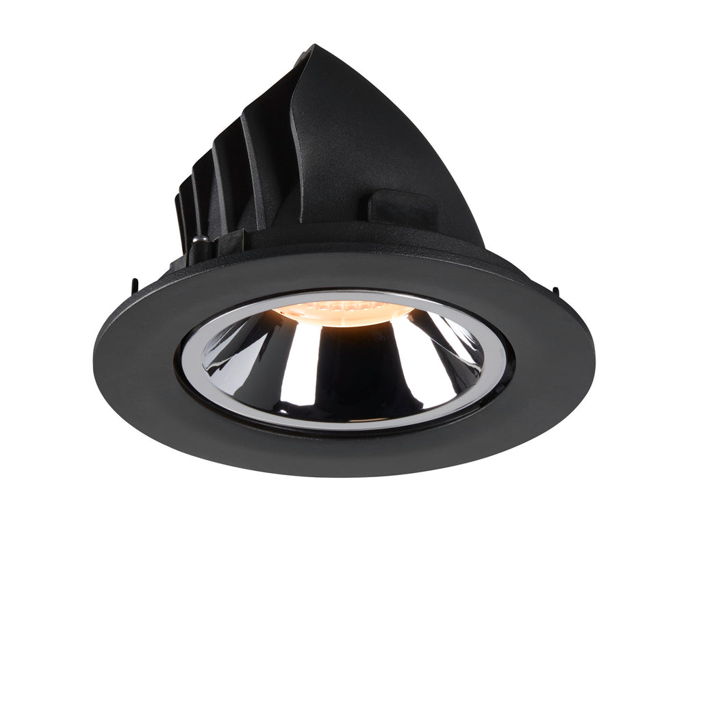 NUMINOS® GIMBLE L, luminária para encastrar no teto, preta/cromada 2700 K 55°