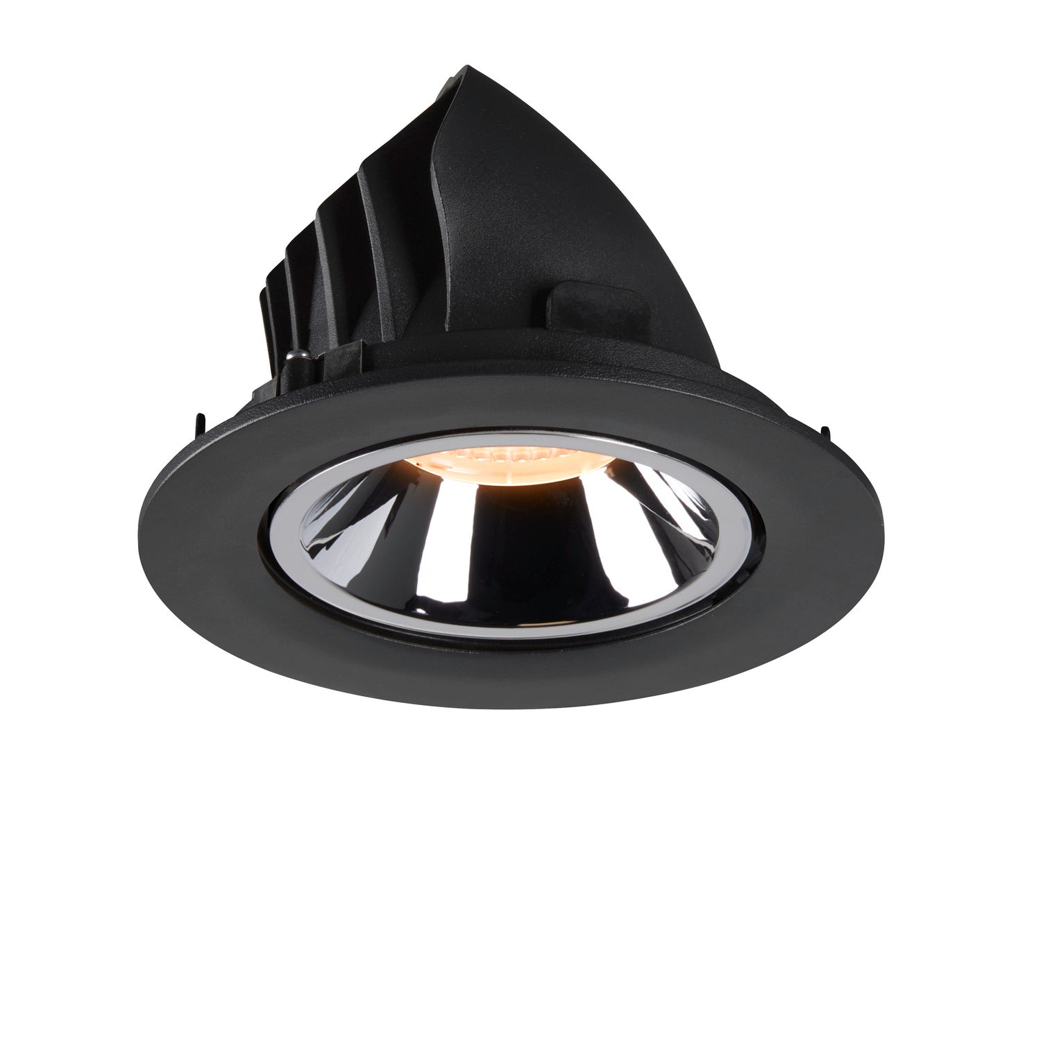 NUMINOS® GIMBLE L, luminária para encastrar no teto, preta/cromada 2700 K 55°