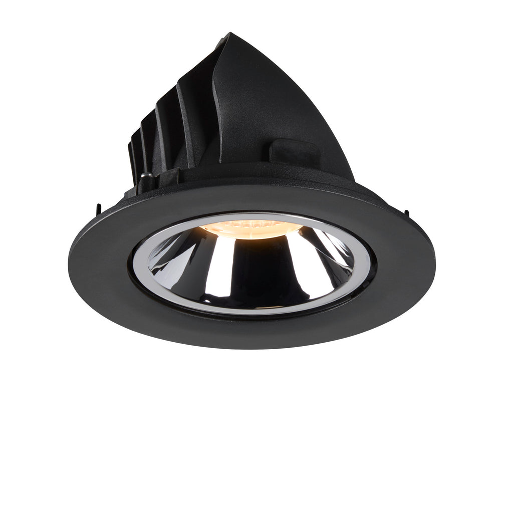 NUMINOS® GIMBLE L, luminária para encastrar no teto, preta/cromada 3000 K 55°