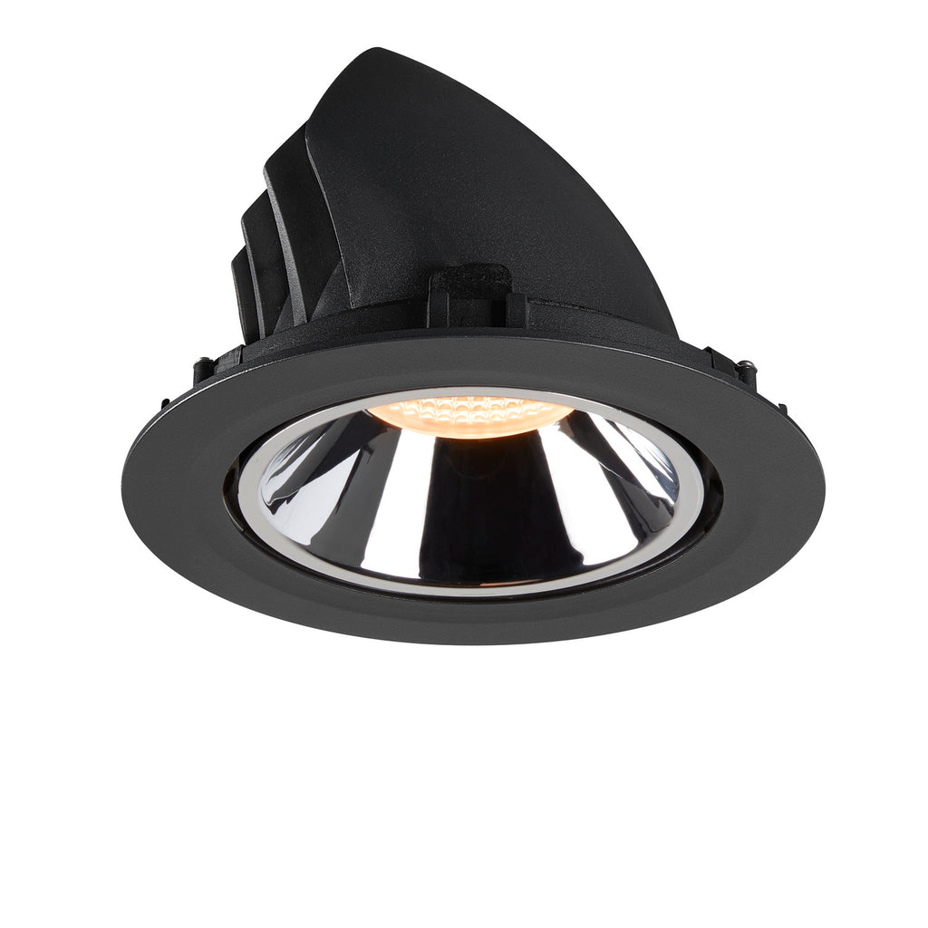 NUMINOS® GIMBLE XL, luminária para encastrar no teto, preta/cromada 2700 K 55°