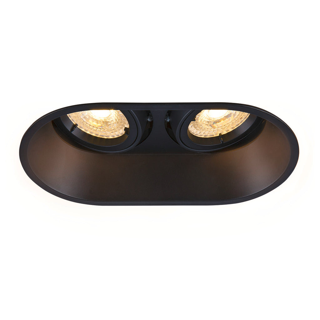 HORN double QPAR51, luminária para encastrar no teto, preta 25 W