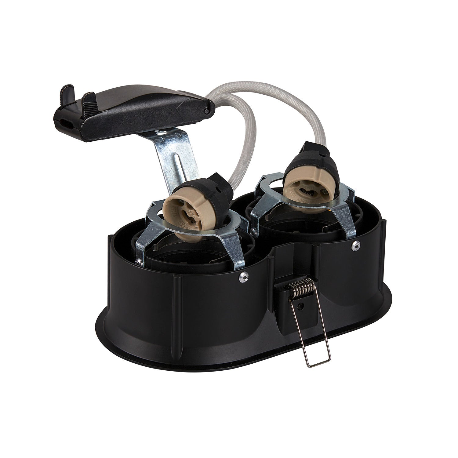 HORN double QPAR51, luminária para encastrar no teto, preta 25 W