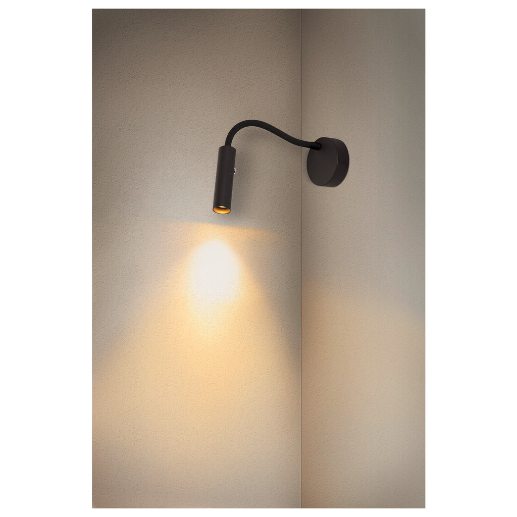 KARPO GOOSE, luminária saliente para a parede, preta 5,8 W 3000 K 40°