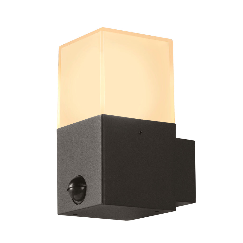 GRAFIT E27 Sensor quadrado, luminária saliente para a parede, antracite