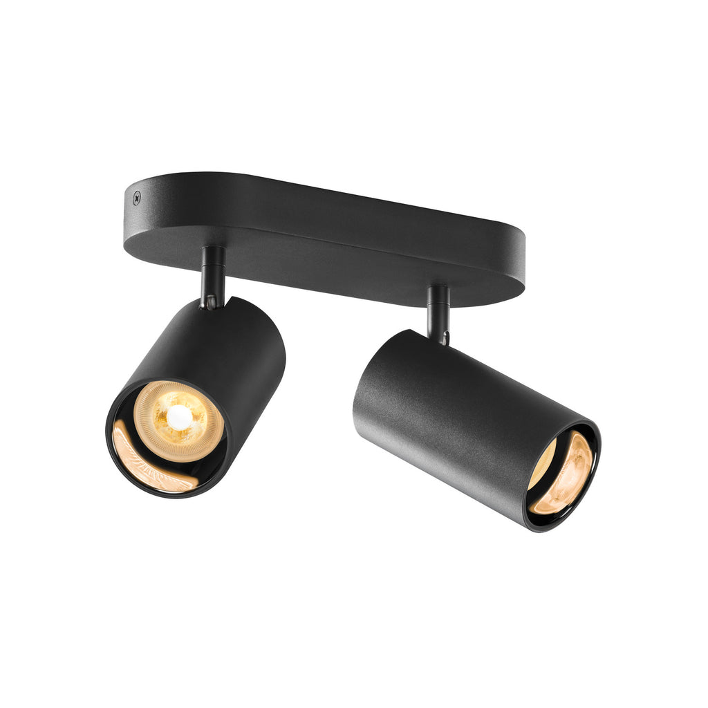 ASTO TUBE, luminária saliente para teto, cilíndrica, GU10, máx. 2x10 W, preto
