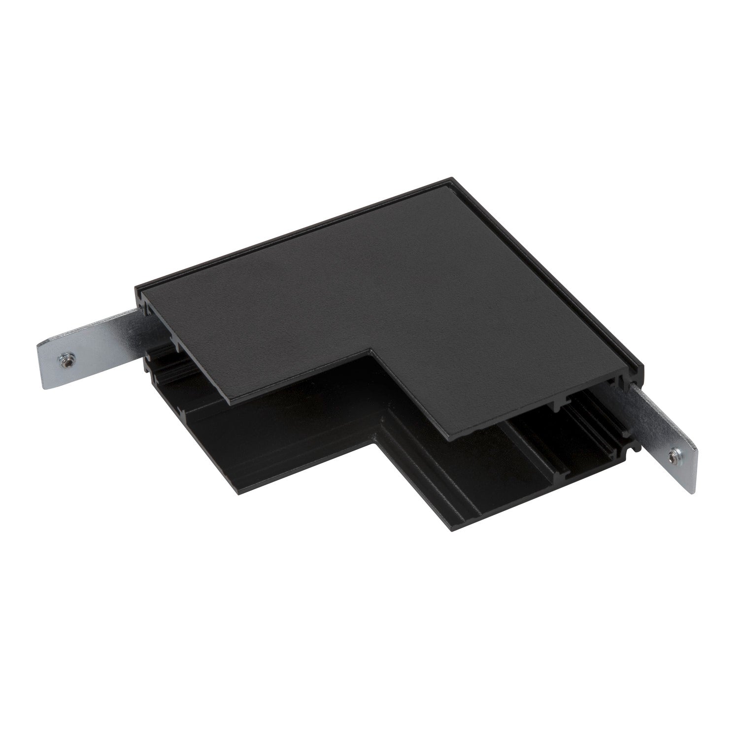 48V SYSTEM - Conector em L mecânico, 48 V TRACK, para calha eletrificada saliente em profundidade, Stereo, preto