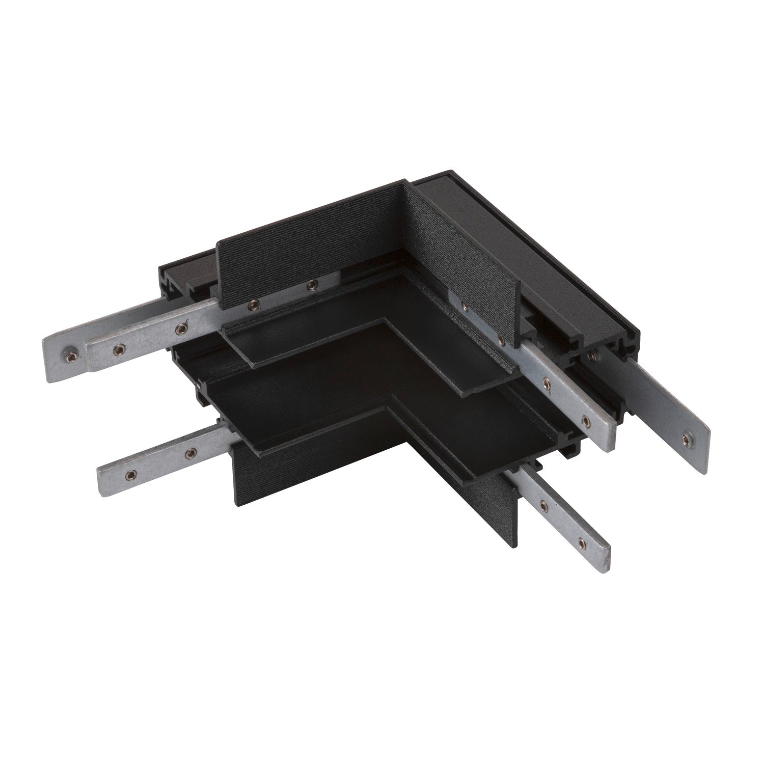48V SYSTEM - Conector em L mecânico, 48 V TRACK, para calha eletrificada de montagem encastrada em profundidade, Stereo, preto