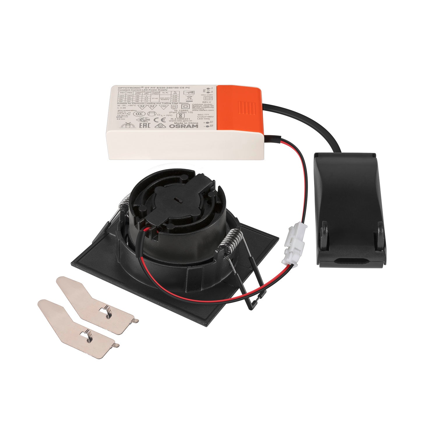 NEW TRIA® UNIVERSAL 68, luminária para encastrar no teto, 2500/3000/4000 K, 60°, IP 20, quadrado, preto
