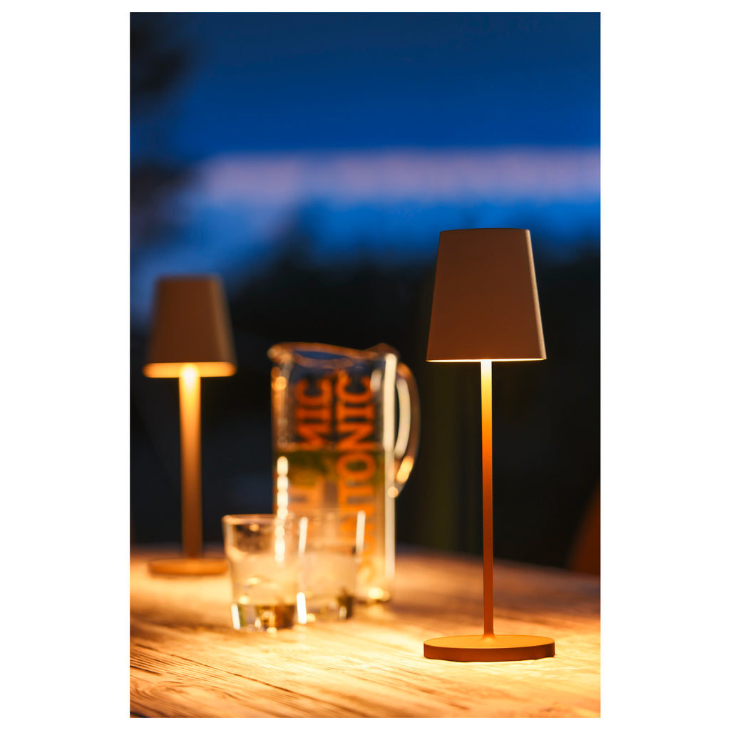 VINOLINA TWO, luminária de mesa, bateria, IP65, 2200/2700/3000 K, TOUCH, ferrugem