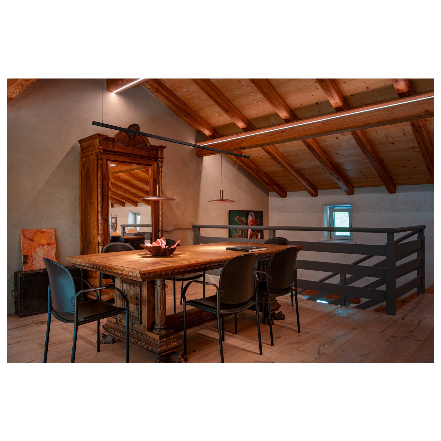 LALU®, luminária suspensa, 48V, Led Base, Mix&Match, 150 cm, 8 W, 3000 K, DALI, bronze