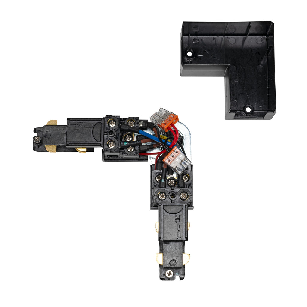 S-TRACK SYSTEM - S-TRACK conetor em L, regulável, com capacidade de alimentação, DALI, PHASE, preto