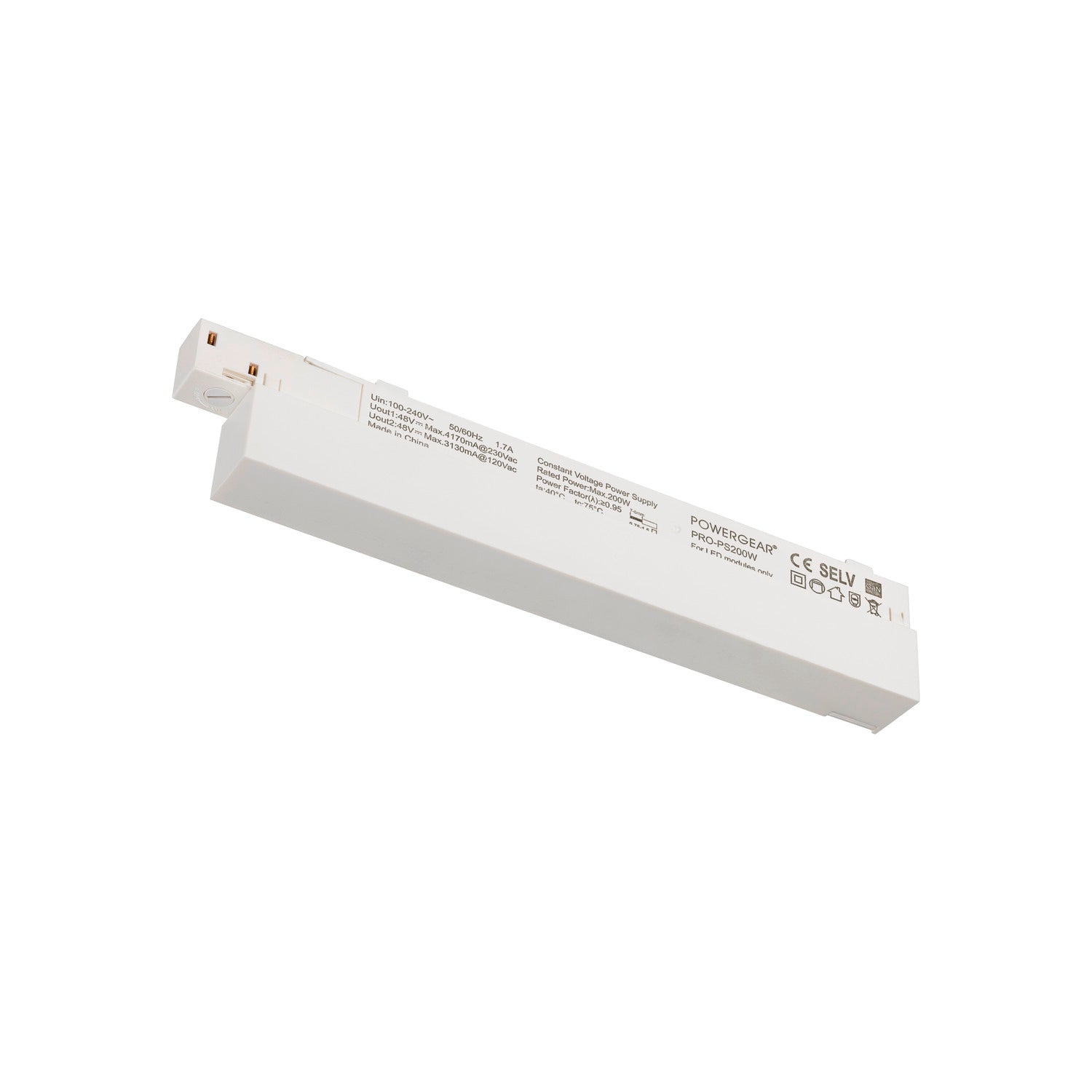 48V SYSTEM, Intrack controlador LED, 48 VDC, 200 W, On/Off, branco