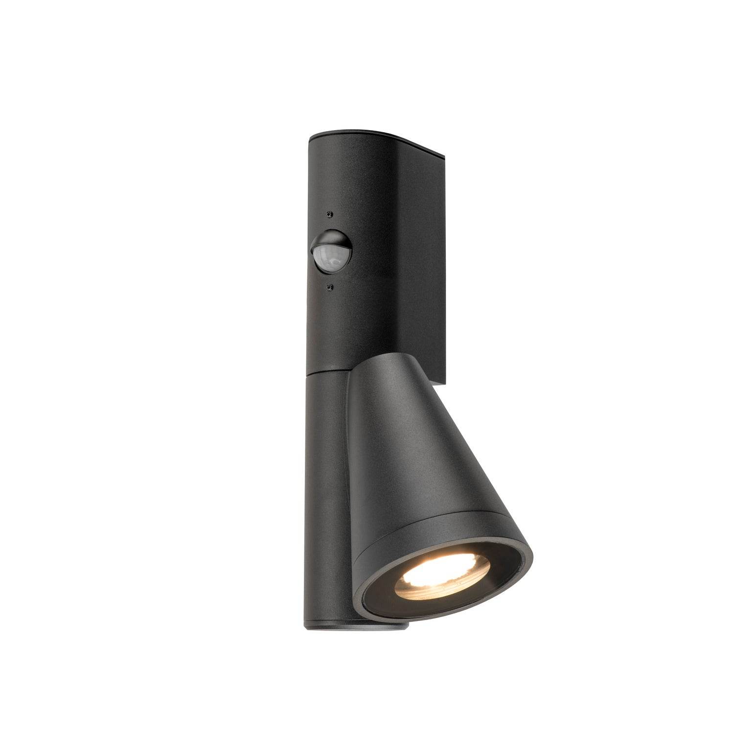 T-TUBE, luminária de parede para montagem em superfície, GU10, simples, sensor, IP44, máx. 10 W, preto