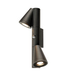 T-TUBE, luminária de parede de montagem saliente, GU10, duplo, sensor, IP44, máx. 10 W, preto