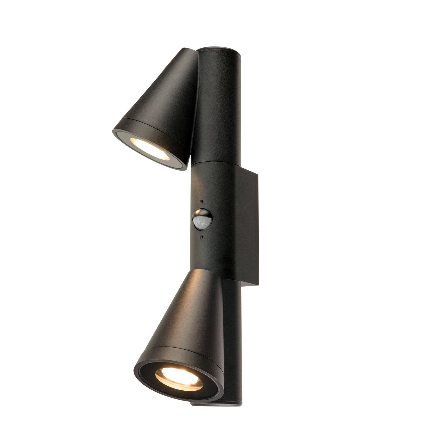 T-TUBE, luminária de parede de montagem saliente, GU10, duplo, sensor, IP44, máx. 10 W, preto