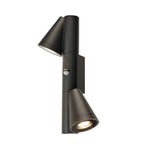 T-TUBE, luminária de parede de montagem saliente, GU10, duplo, sensor, IP44, máx. 10 W, preto