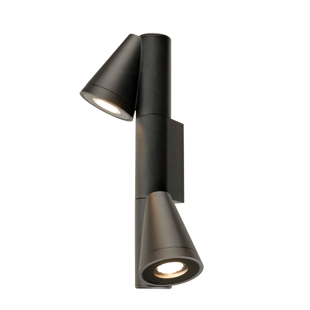 T-TUBE, luminária de parede de montagem na superfície, GU10, duplo, IP44, máx. 10 W, preto