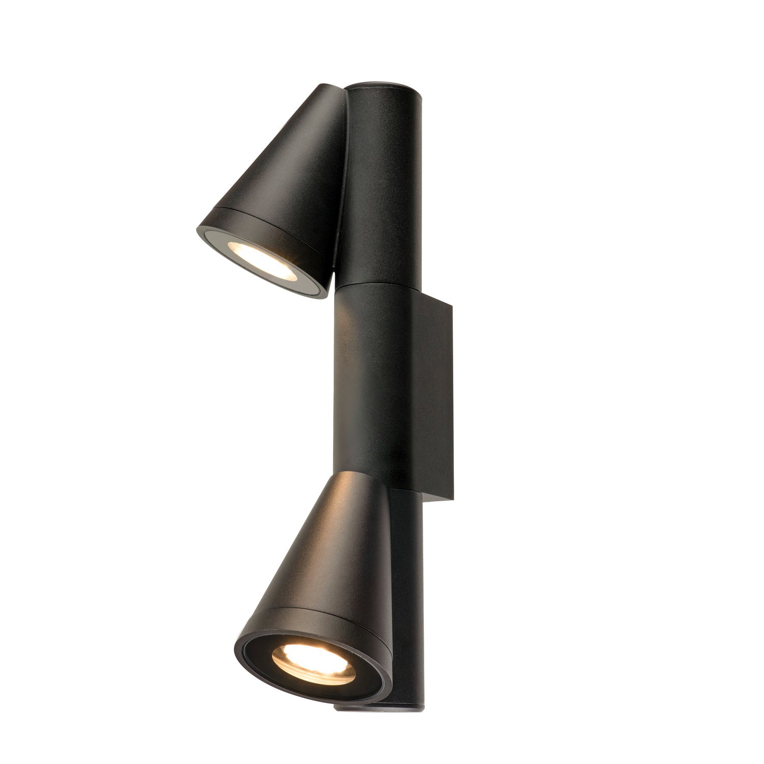 T-TUBE, luminária de parede de montagem na superfície, GU10, duplo, IP44, máx. 10 W, preto
