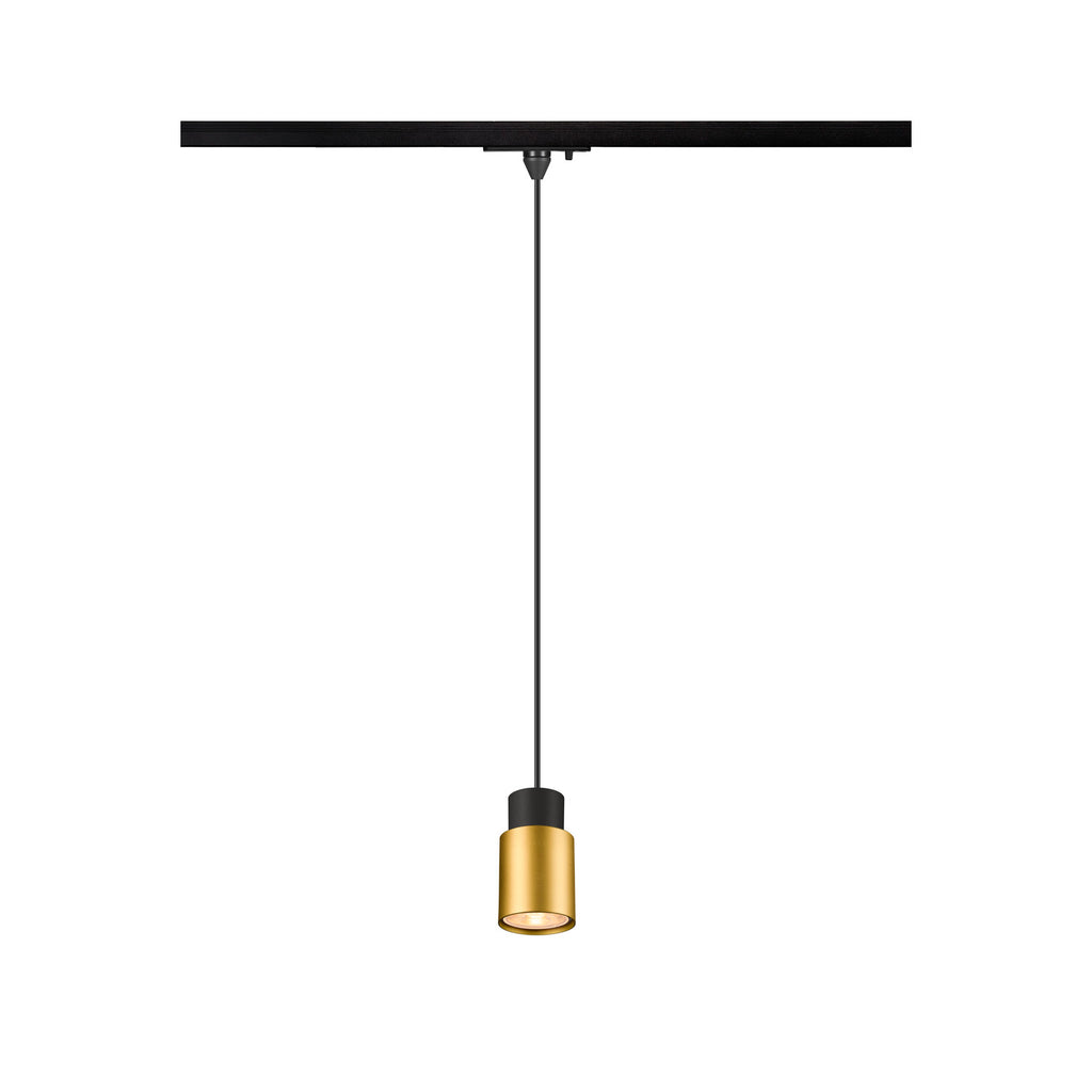 PURI 2.0 Tube, 1~ candeeiro suspenso, GU10, comprimento do pendente 200 cm, 1x máx. 6 W, preto / dourado