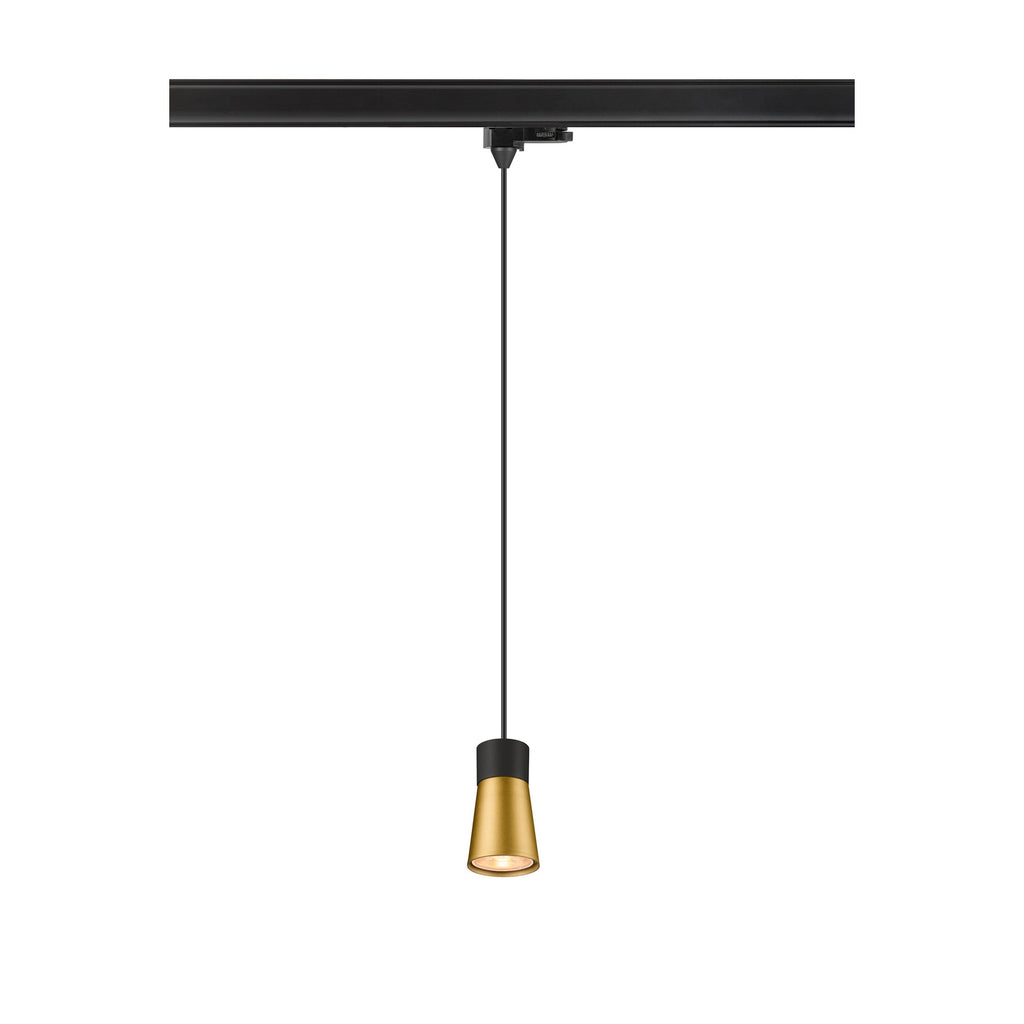 PURI 2.0 Cone, luminária pendente 3~, GU10, comprimento da luminária 200 cm, 1x máx. 6 W, preto / dourado