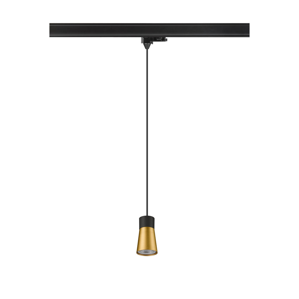 PURI 2.0 Cone, luminária pendente 3~, GU10, comprimento da luminária 200 cm, 1x máx. 6 W, preto / dourado
