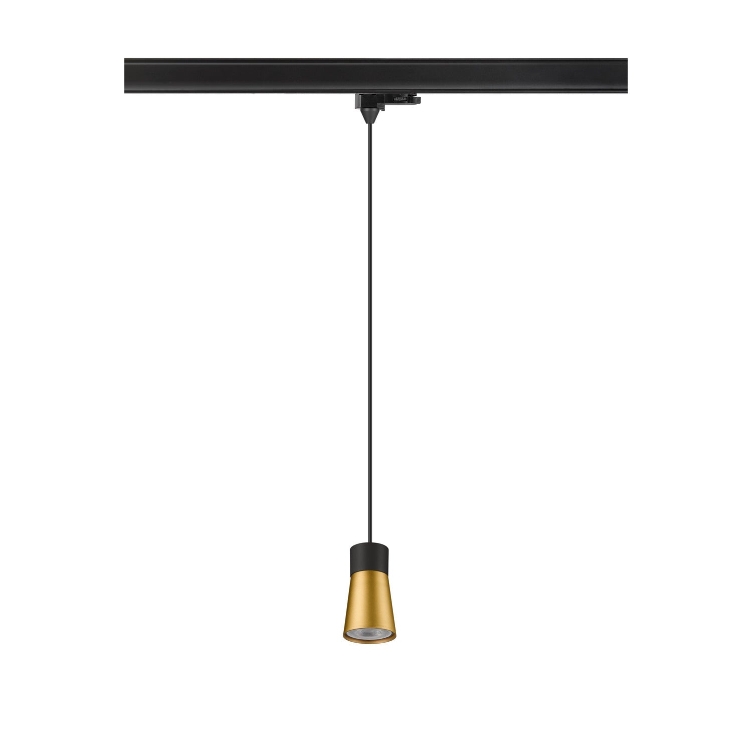 PURI 2.0 Cone, luminária pendente 3~, GU10, comprimento da luminária 200 cm, 1x máx. 6 W, preto / dourado