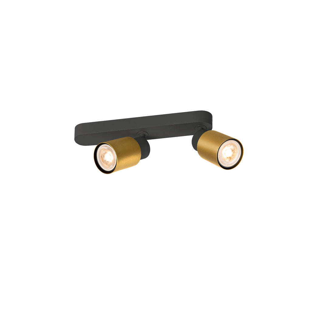 PURI 2.0 Tubo, aplique de parede e teto, assimétrico, 2 x máx. 6 W GU10, preto / dourado