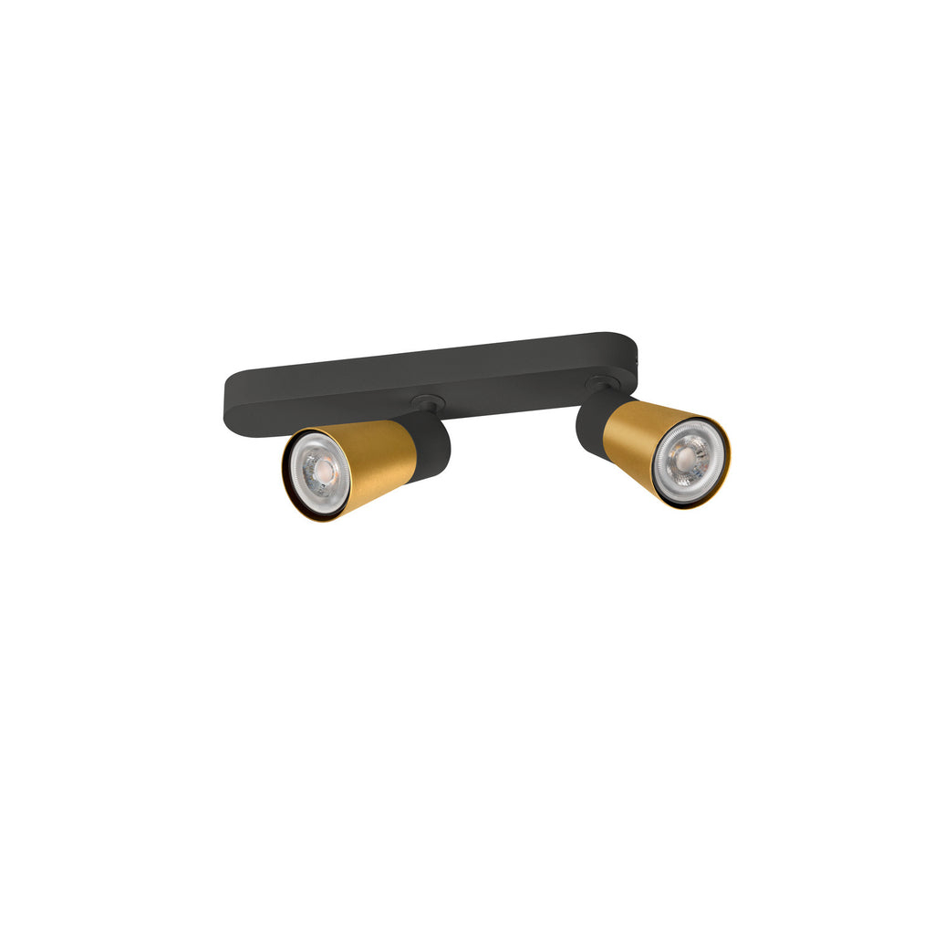 PURI 2.0 Cone, aplique de parede e teto, assimétrico, 2 x máx. 6 W GU10, preto / dourado