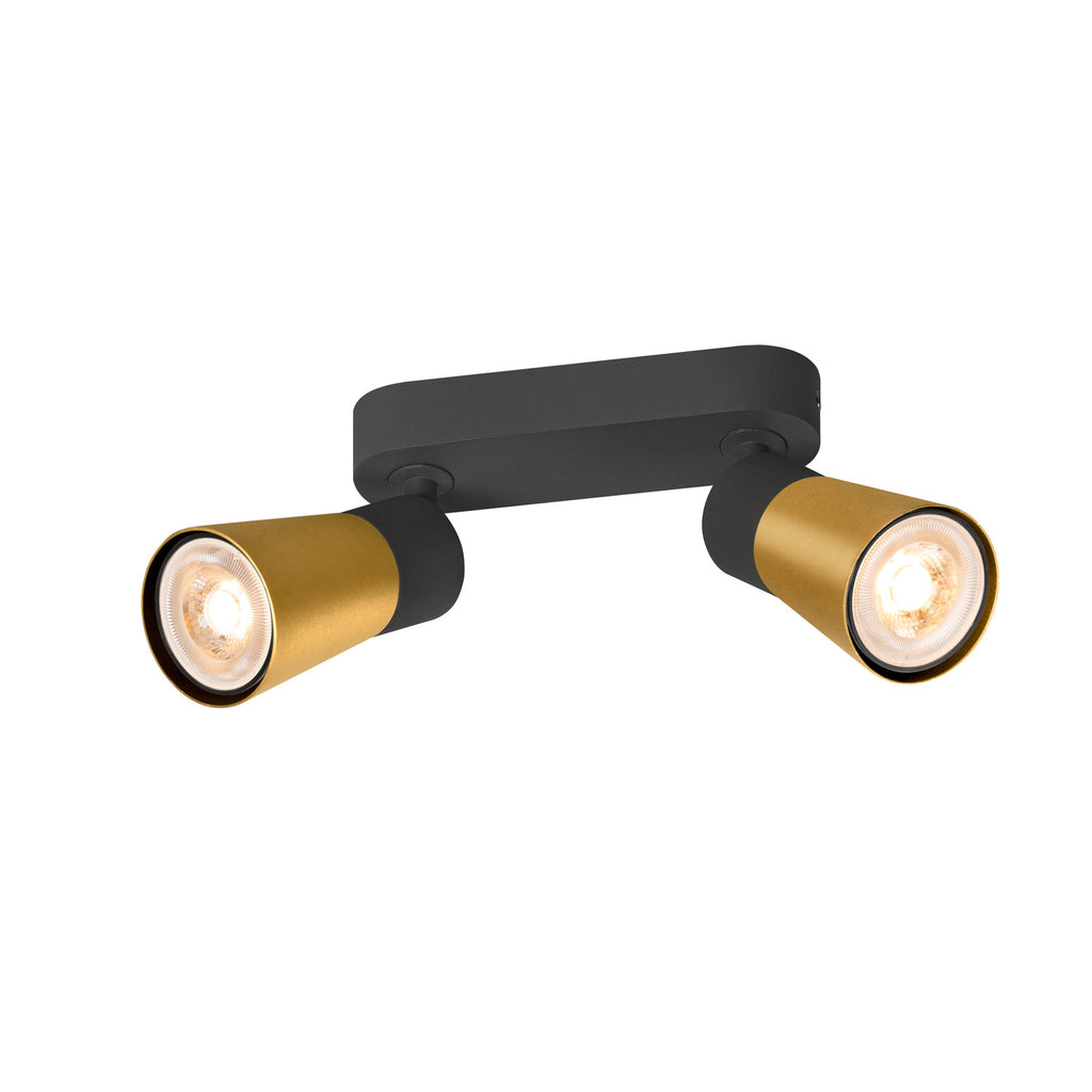 PURI 2.0 Cone, aplique de parede e teto, longo, 2 x máx. 6 W GU10, preto / dourado