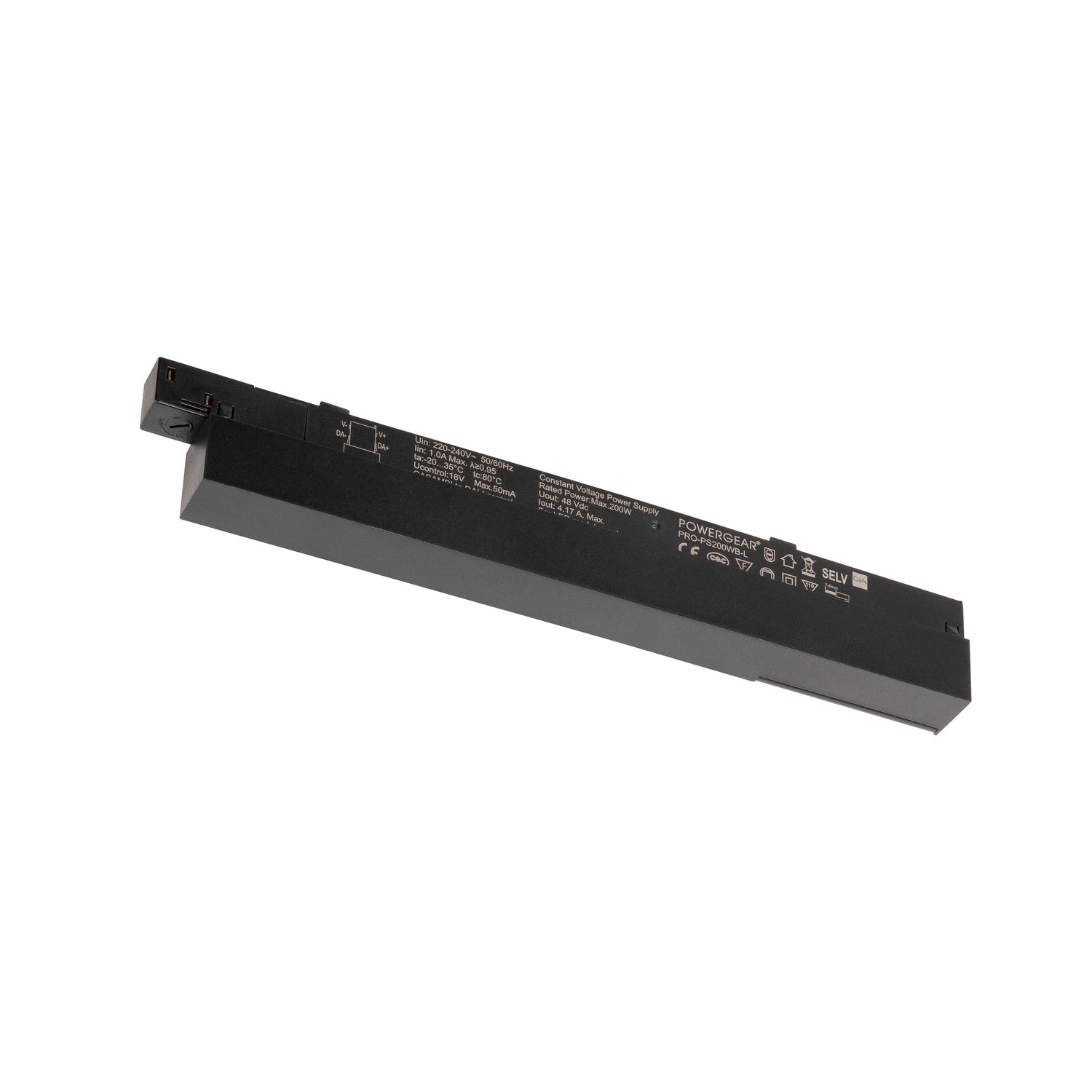 48V SYSTEM, Intrack controlador LED, 48 VCC, 200 W, DALI Wireless integra Casambi para módulo DALI, preto