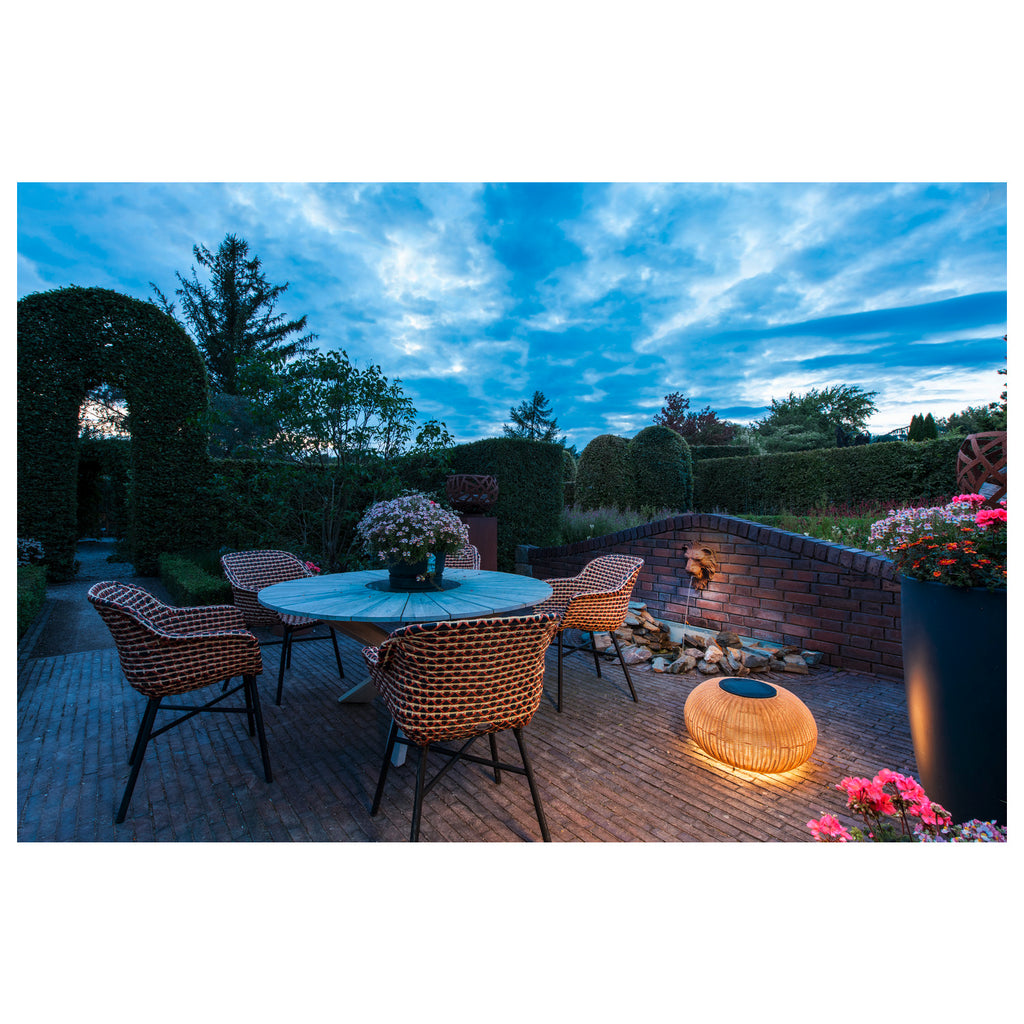 ADEGAN, candeeiro de pé exterior, plano, solar, 2200 K, IP65, castanho