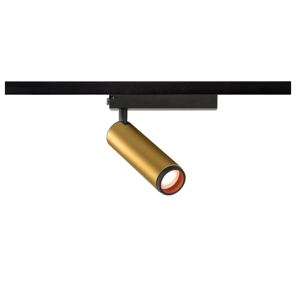 GRIP! M, 1~ Spot, cilíndrico, 2000-3000 K, 15 W, Dim-to-Warm, PHASE, 42°, dourado / preto
