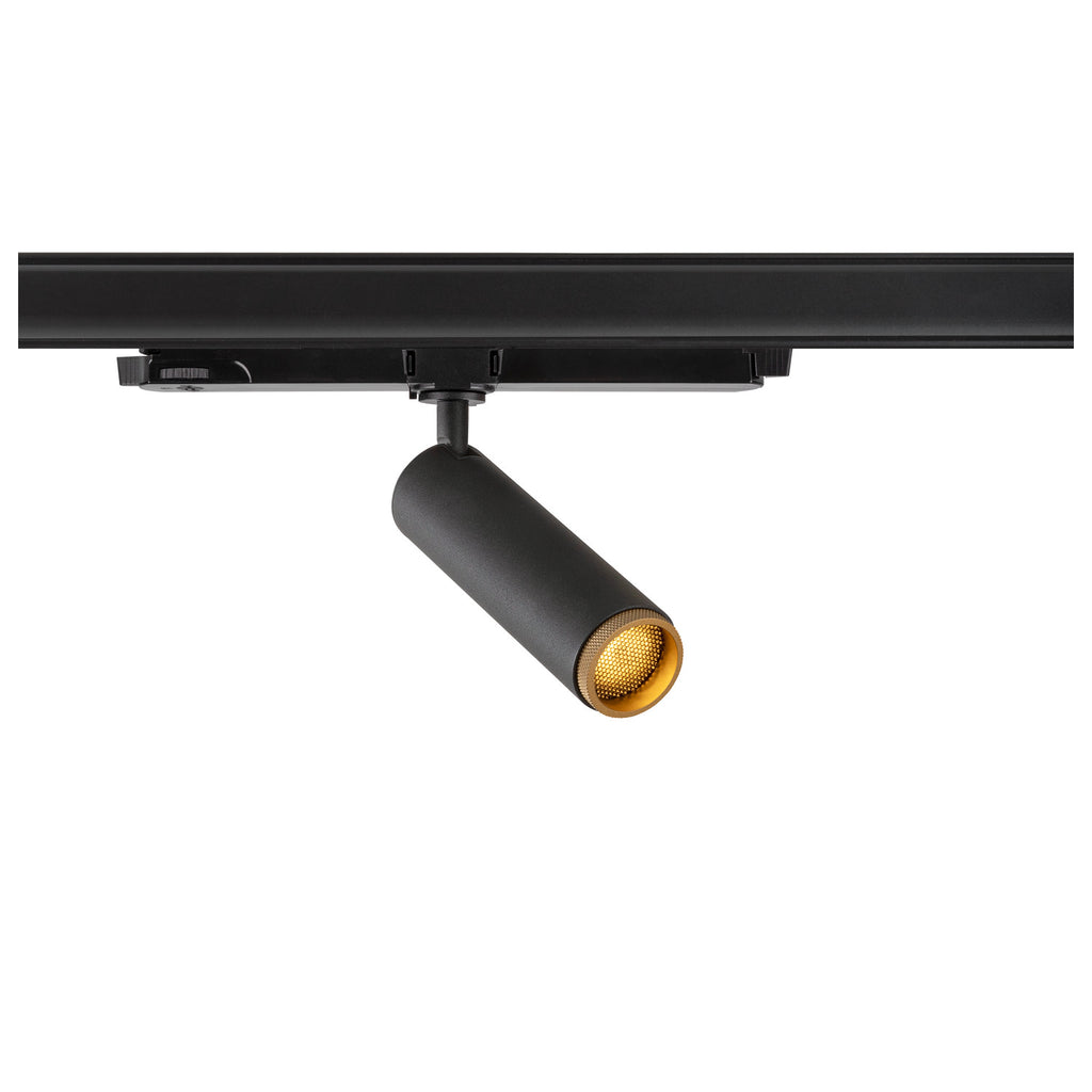 GRIP! M, 3~ Spot, cilíndrico, 2000-3000 K, 15 W, DALI, Dim-to-Warm, Touch, 42°, preto / dourado