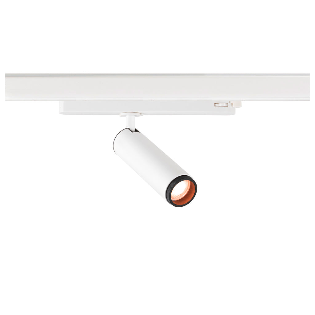 GRIP! M, 3~ Spot, cilíndrico, 2000-3000 K, 15 W, Dim-to-Warm, PHASE, 42°, branco / preto