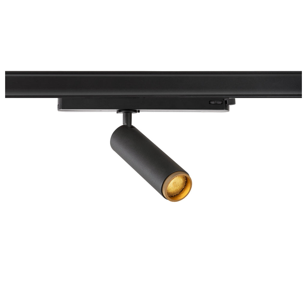 GRIP! M, 3~ Spot, cilíndrico, 2000-3000 K, 15 W, Dim-to-Warm, PHASE, 42°, preto / dourado