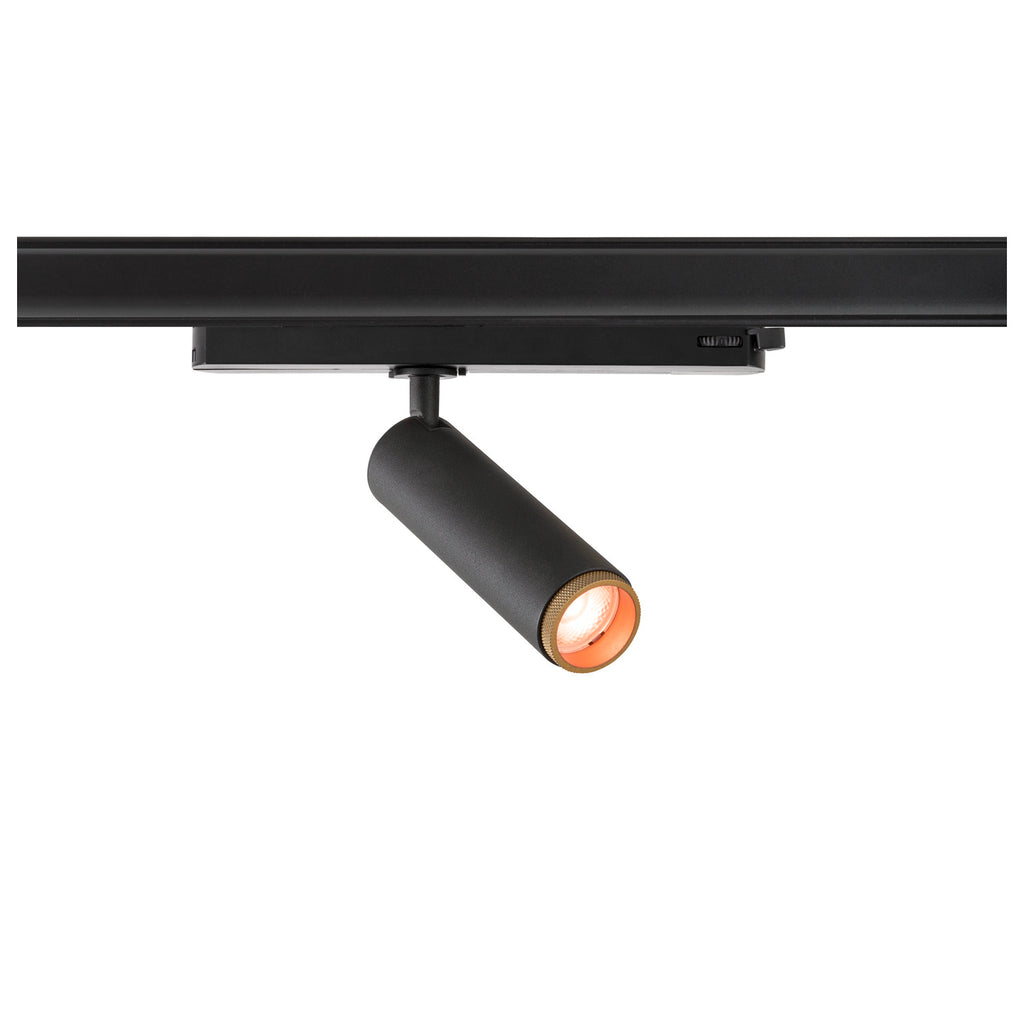 GRIP! M, 3~ Spot, cilíndrico, 2000-3000 K, 15 W, Dim-to-Warm, PHASE, 42°, preto / dourado