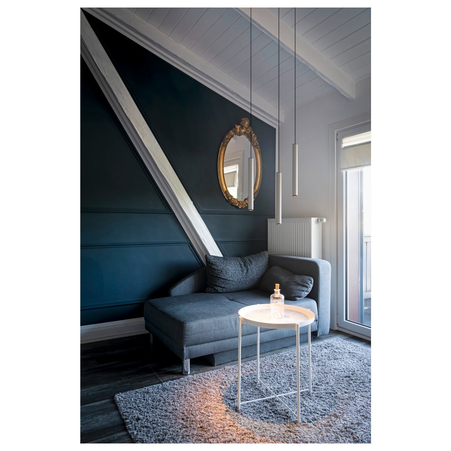 GRIP! S, luminária pendente 48V, comprimento do pendente 200 cm, 2000-3000 K, 29°, DALI, Dim-to-Warm, branco / preto