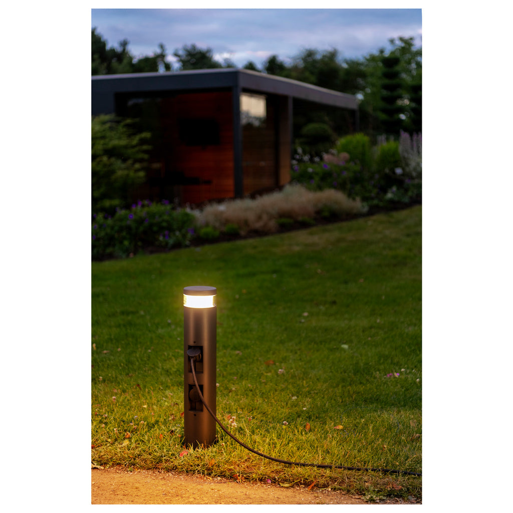 M-POL 60 Poste, poste de iluminação, duas tomadas, antracite, 53,4 cm