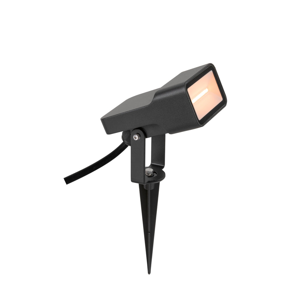 SYNA WIDE, luminária de estaca, 2200 K, 115°, IP65, angular, preto