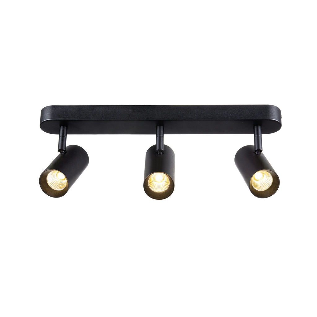 NOBLO®, luminária de parede e de teto, de montagem saliente, tripla, redonda, 2000-3000 K, 22 W, regulação da intensidade da luz, PHASE, 36°, preto