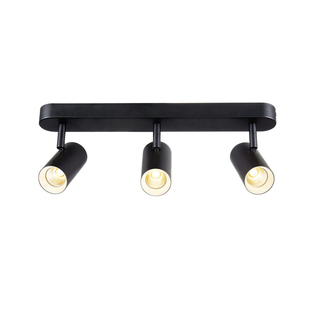NOBLO®, luminária de parede e de teto, de montagem saliente, tripla, redonda, 2000-3000 K, 22 W, regulação da intensidade da luz, PHASE, 36°, preto