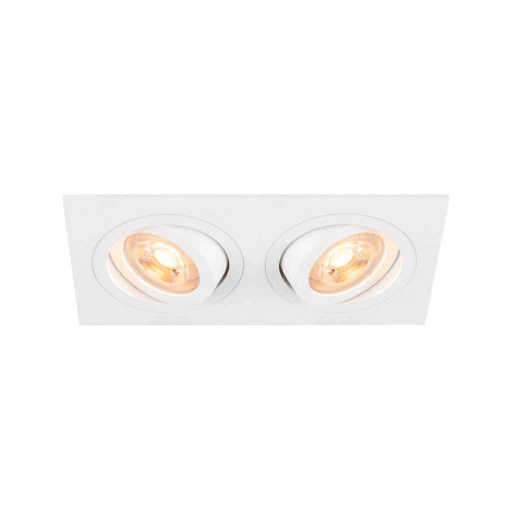 NEW TRIA® 155, candeeiro de teto embutido, quadrado, 2 x GU10, duas lâmpadas, branco