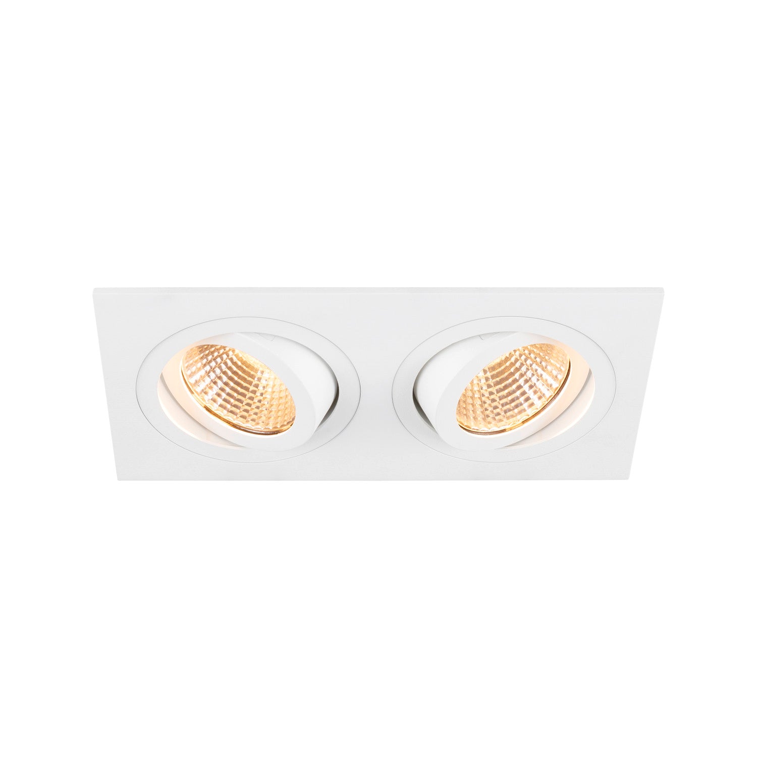 NEW TRIA® 155, candeeiro de teto embutido, quadrado, 2700 K, lâmpada dupla, PHASE, 38°, branco