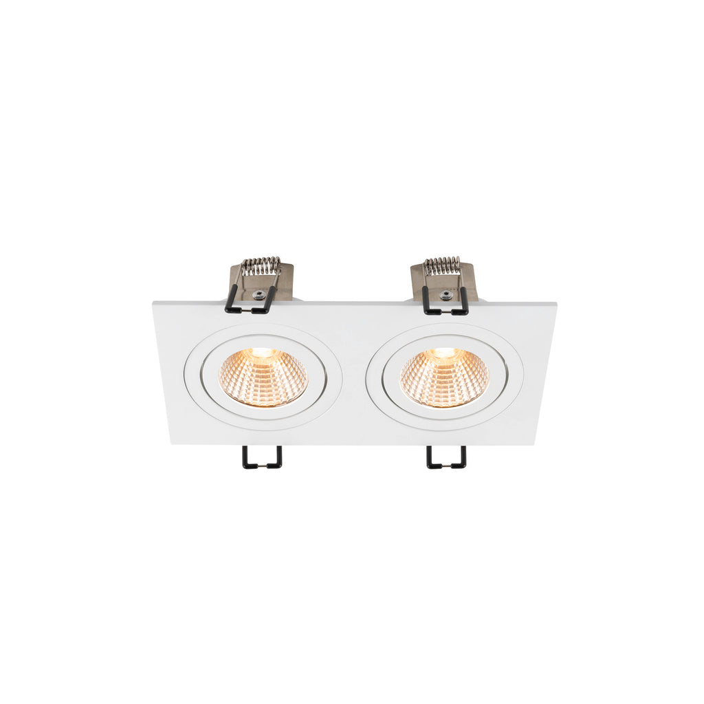 NEW TRIA® 155, candeeiro de teto embutido, quadrado, 2700 K, lâmpada dupla, PHASE, 38°, branco
