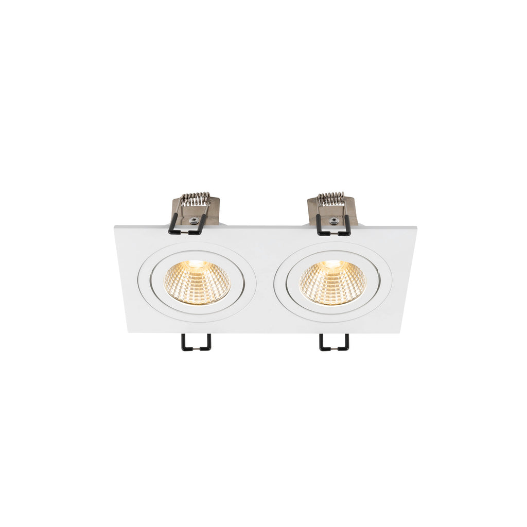 NEW TRIA® 155, candeeiro de teto embutido, quadrado, 3000 K, duas lâmpadas, PHASE, 38°, branco