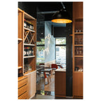 FORCHINI 70, candeeiro suspenso, E27, comprimento do pendente 150 cm, 1x máx. 40 W, preto mate / dourado mate