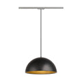 FORCHINI M 40 TRACK, 1~ candeeiro suspenso, E27, comprimento do pendente 150 cm, adaptador cinzento-prateado, 1x máx. 40 W, preto mate / dourado mate